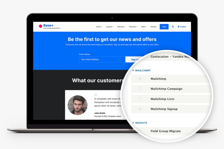 Base+ integrates with Mailchimp offering you a great solution for your newsletters