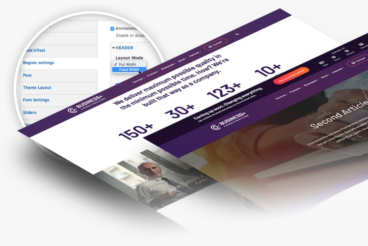 200+ theme settings to customize your site in Business+ for Drupal 10