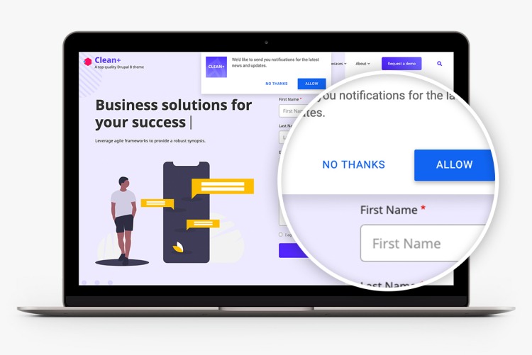 Push notifications in Clean+ for Drupal 10