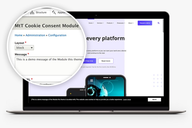 Cookie Consent Block Module in Clean+ for Drupal 10