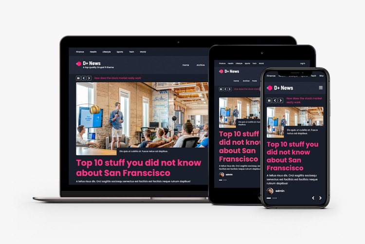 Dark+ News for Drupal 10 is part of the Dark+ Family of theme distributions
