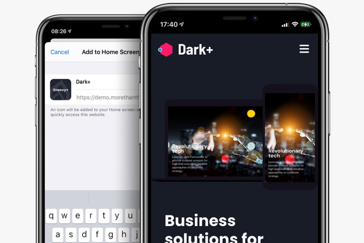 Dark+ for Drupal 10 also comes as a Progressive Web Application
