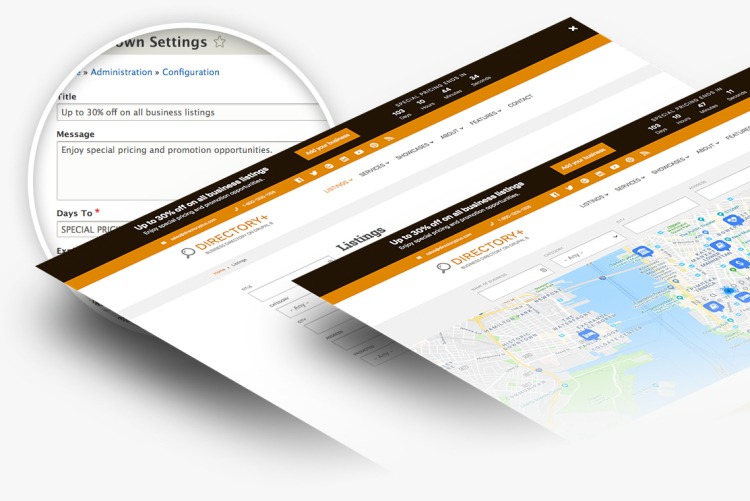 Countdown Block Module to help you make impressive announcements in Directory+