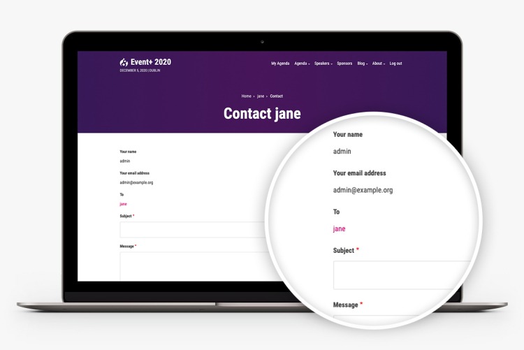 GDPR-compliant contact functionality in Event+ for Drupal