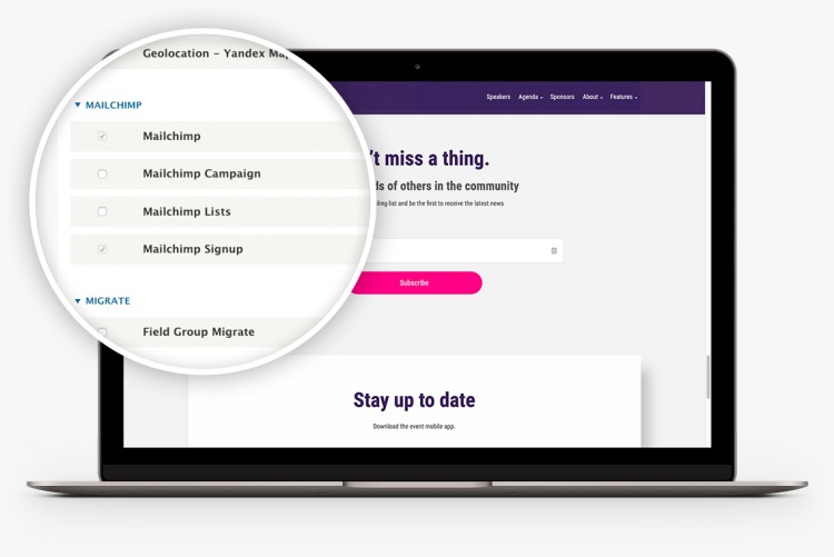 Integrates with Mailchimp offering you a great solution for your newsletters