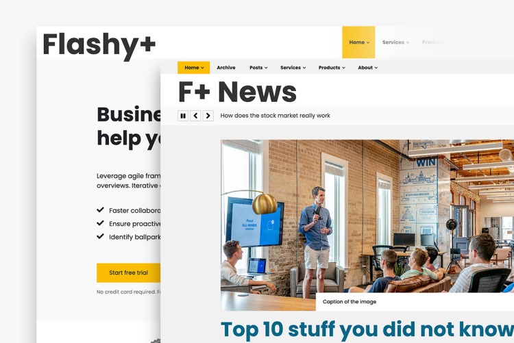 Two themes of the Flashy+ family at the price of one