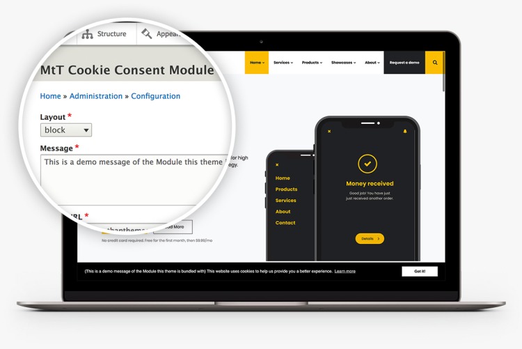 Cookie Consent Block Module in Flashy+ for Drupal 10