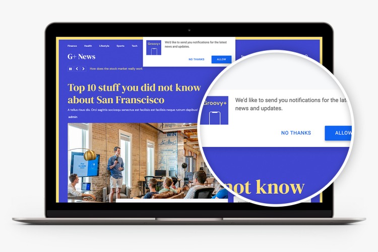 Push notifications in Groovy+ News for Drupal 10