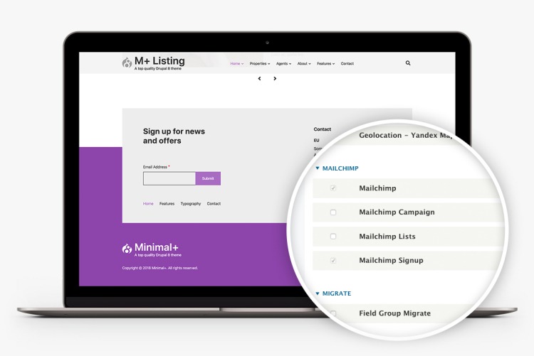 Minimal+ Listing integrates with Mailchimp offering you a great solution for your newsletters