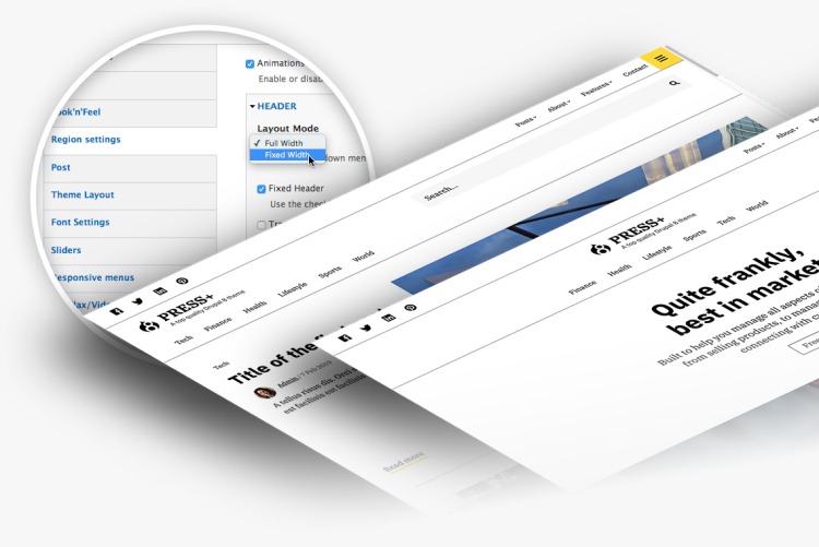 200+ theme settings to customize your site in Press+