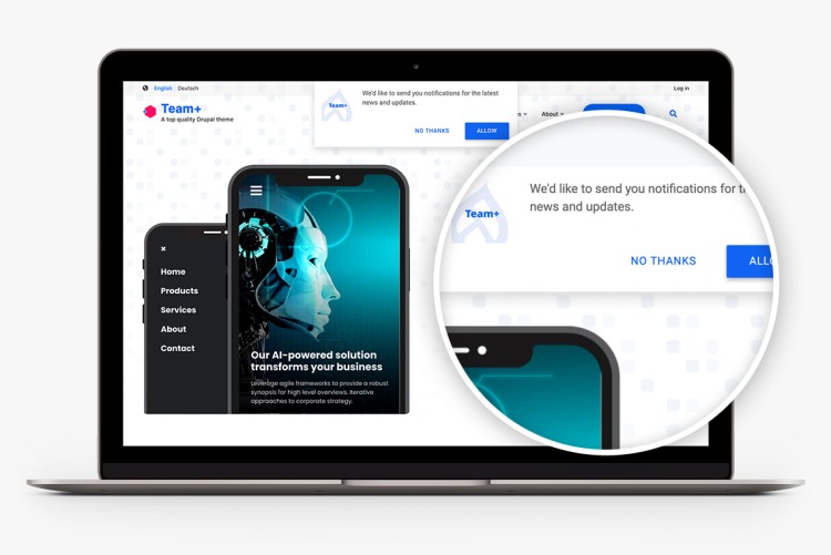 Push notifications in Team+ for Drupal 10